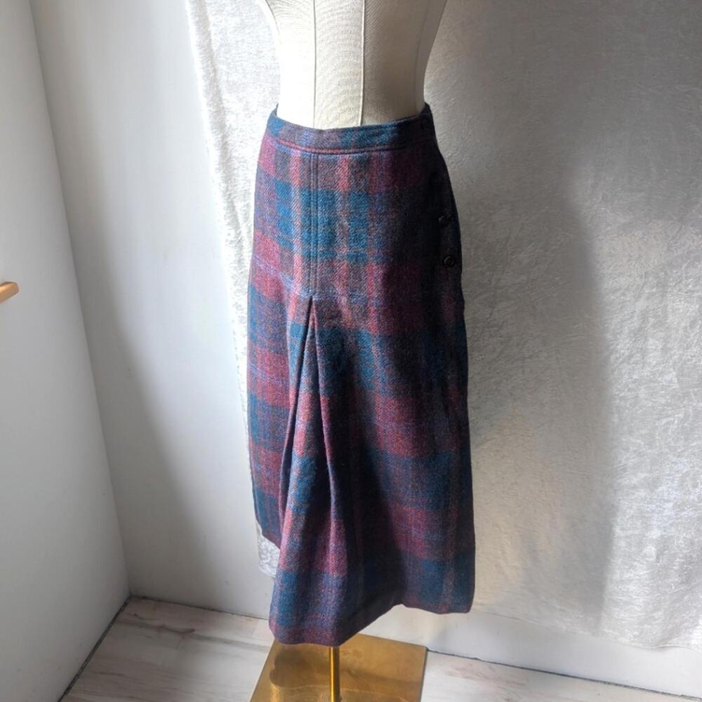 Vtg Wool Scotland Yard Long Skirt Plaid